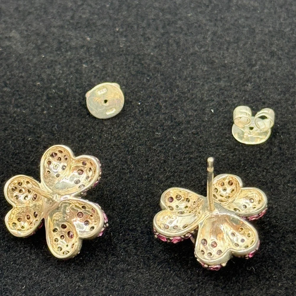 Moonstone Flower‎ Purple Sterling Silver Set Pendant Earrings Bracelet Garnet